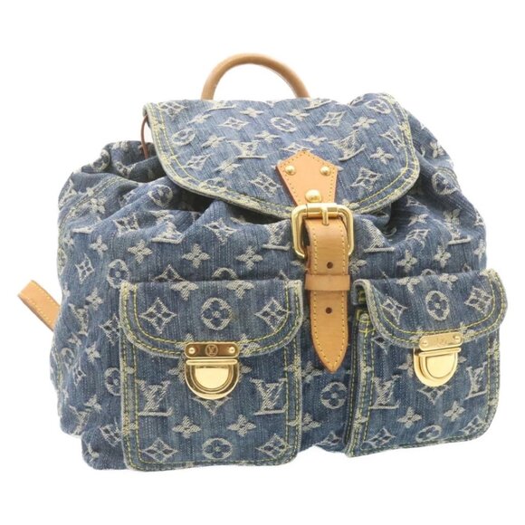 LOUIS VUITTON Monogram Denim Sac A Dos GM Backpack Blue M95056 LV Auth 23330AM - Picture 1 of 16